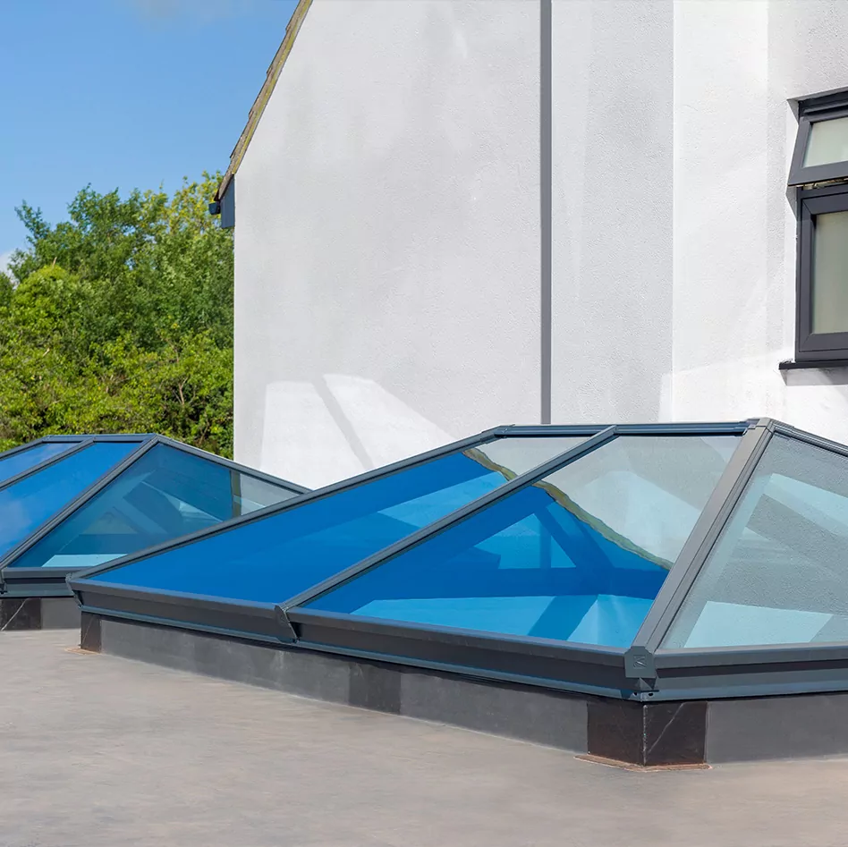 korniche blue glass roof lantern