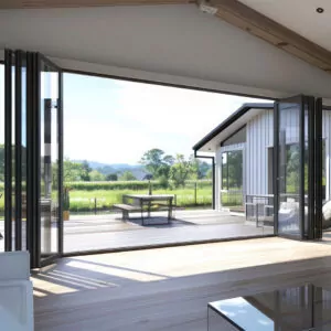 aluminium bifold door opened