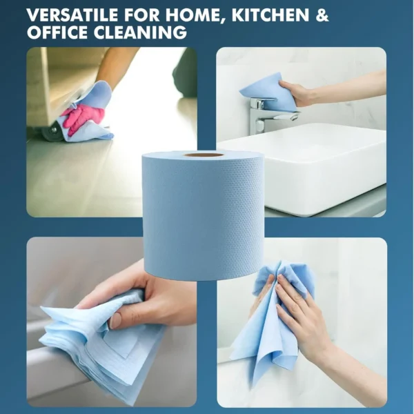 6 x Blue Rolls 2-Ply Centrefeed Paper Towels for Commercial use 4