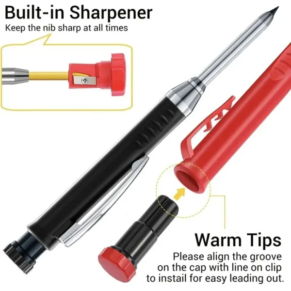 2.8mm Solid Carpenter Pencil Mechanical Pencil with Built-in Sharpener 2