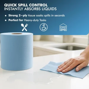 6 x Blue Rolls 2-Ply Centrefeed Paper Towels for Commercial use 3